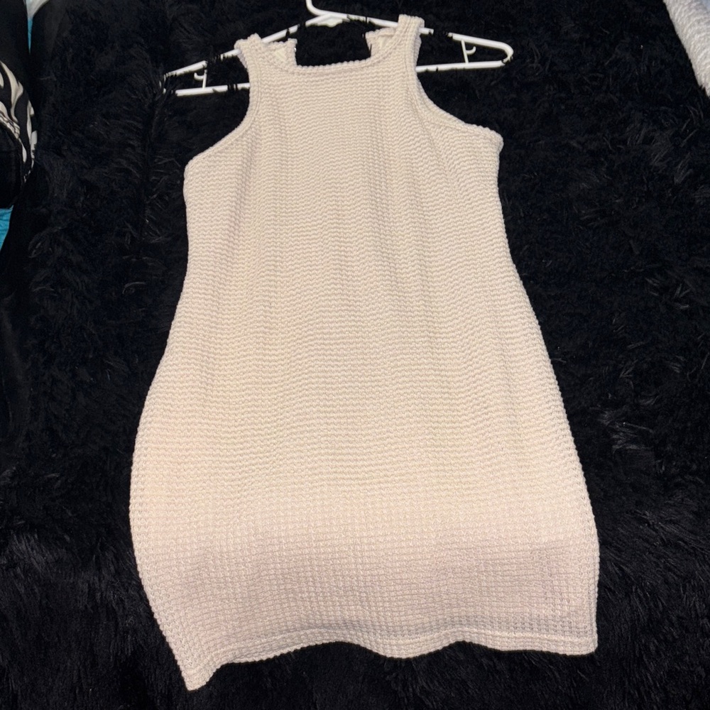 SHEIN Cream Textured Mini Dress